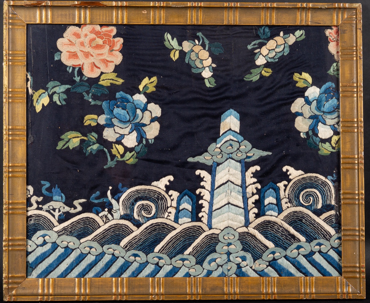 Broderie encadrée, Chine, dynastie Qing, fin du XIXe siècle 