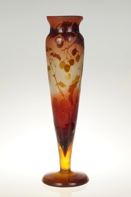 Vine Decor Vase, émile Gallé (1846-1904), Art Nouveau, Nancy, Early 20th Century-photo-3