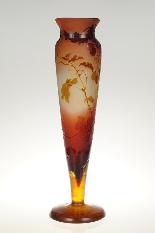 Vine Decor Vase, émile Gallé (1846-1904), Art Nouveau, Nancy, Early 20th Century-photo-4