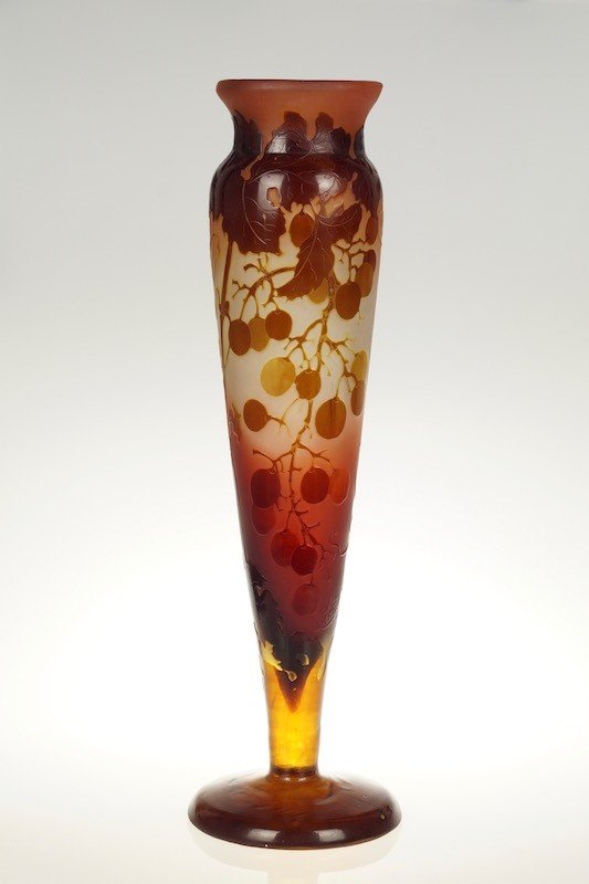 Vine Decor Vase, émile Gallé (1846-1904), Art Nouveau, Nancy, Early 20th Century