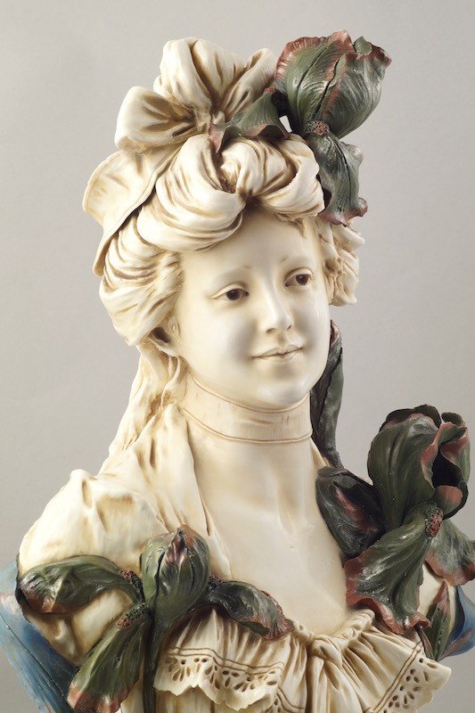 Buste De Dame, Art Nouveau, Royal Dux, Vers 1900-photo-4