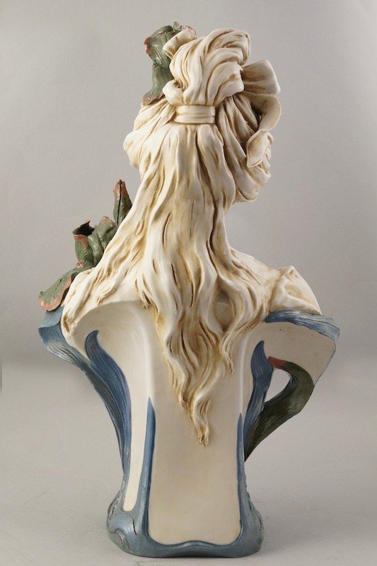 Bust Of Lady, Art Nouveau, Royal Dux, Around 1900-photo-1