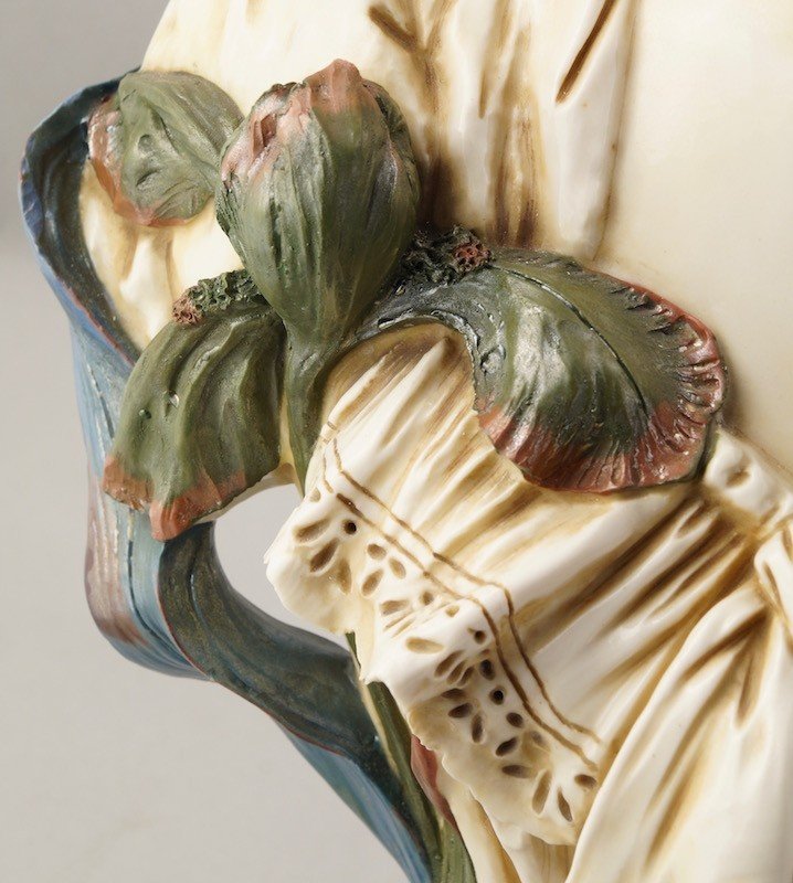 Bust Of Lady, Art Nouveau, Royal Dux, Around 1900-photo-4
