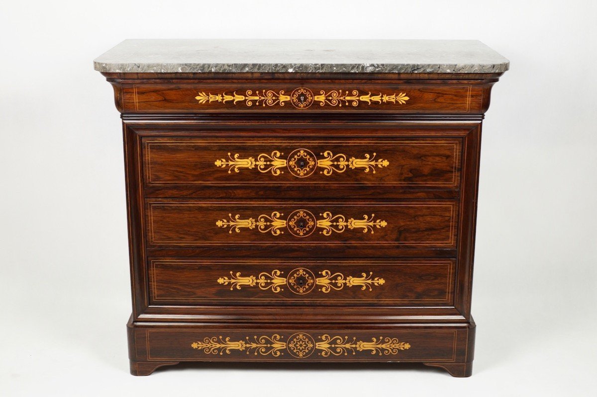 Commode Marquetée, Charles X, France, Vers 1830   