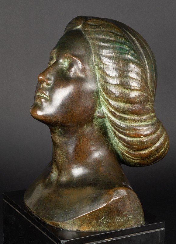 Buste De Femme, Bronze, Léon Morice (1868-?), Alexis Rudier Fondeur  -photo-3