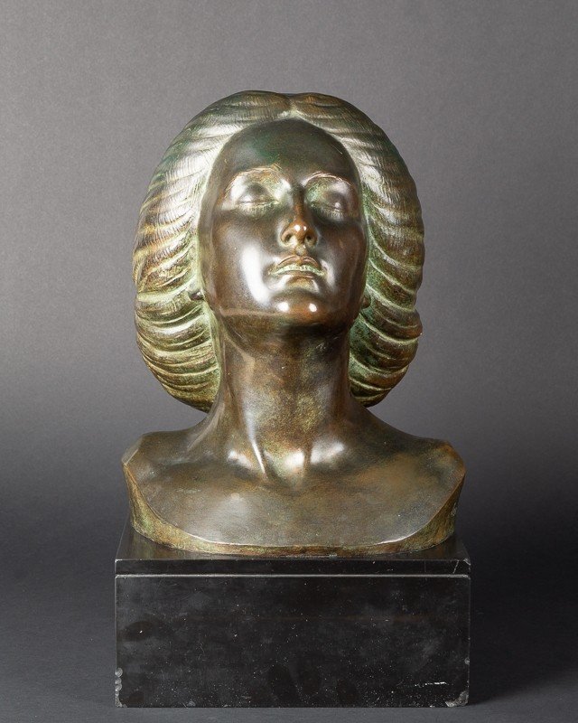 Bust Of Woman, Bronze, Léon Morice (1868-?), Alexis Rudier Founder