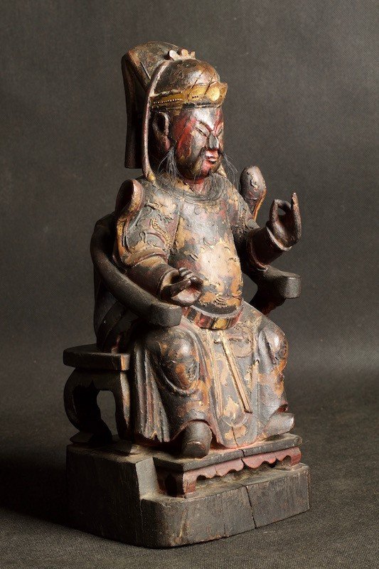 Chinese Sage, Polychrome Wood, Qing Dynasty, 17th / 18th Century-photo-2