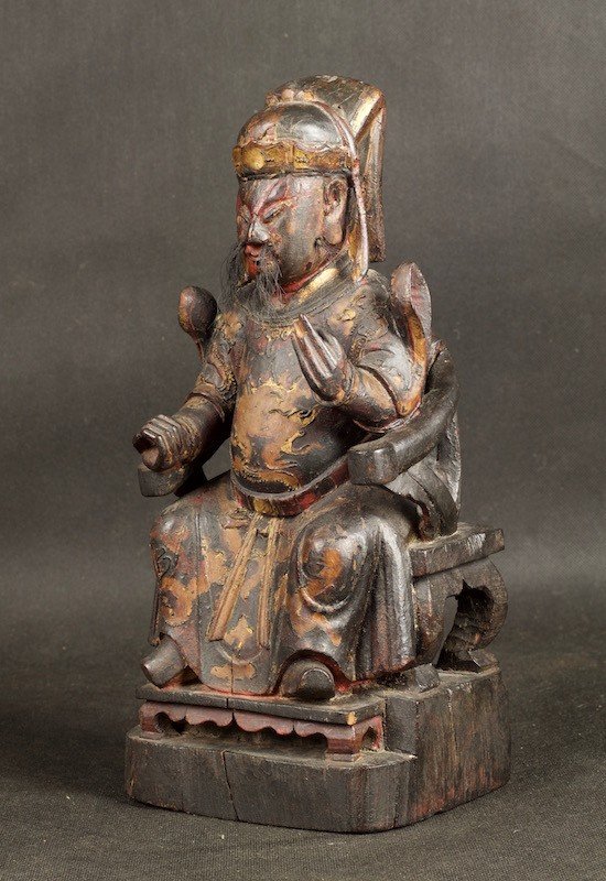 Chinese Sage, Polychrome Wood, Qing Dynasty, 17th / 18th Century-photo-3