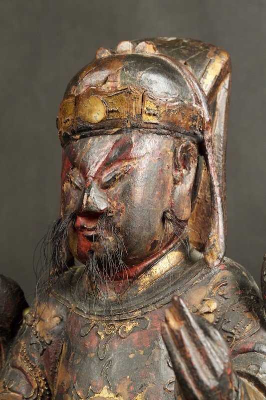 Sage Chinoise, Bois Polychrome, Dynastie Qing, XVIIe/XVIIIe Siècle  -photo-1