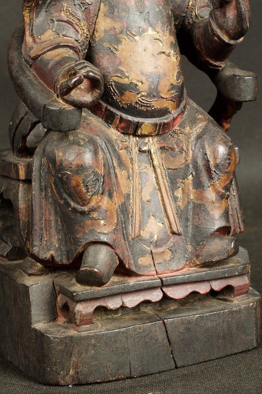Chinese Sage, Polychrome Wood, Qing Dynasty, 17th / 18th Century-photo-6