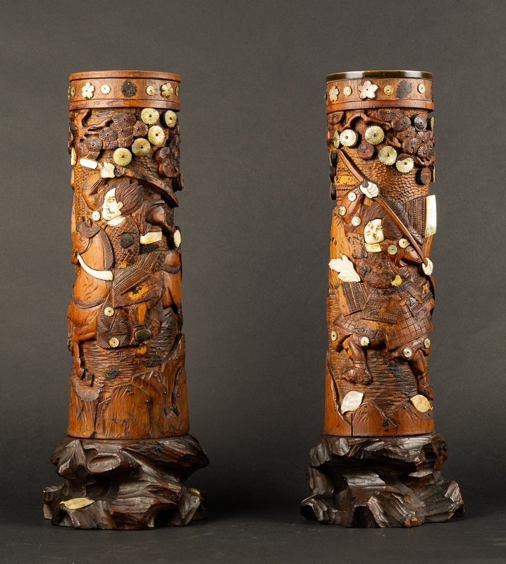 A Pair Of Shibayama Sculptures, Japan, Meiji Era, 19th Century.