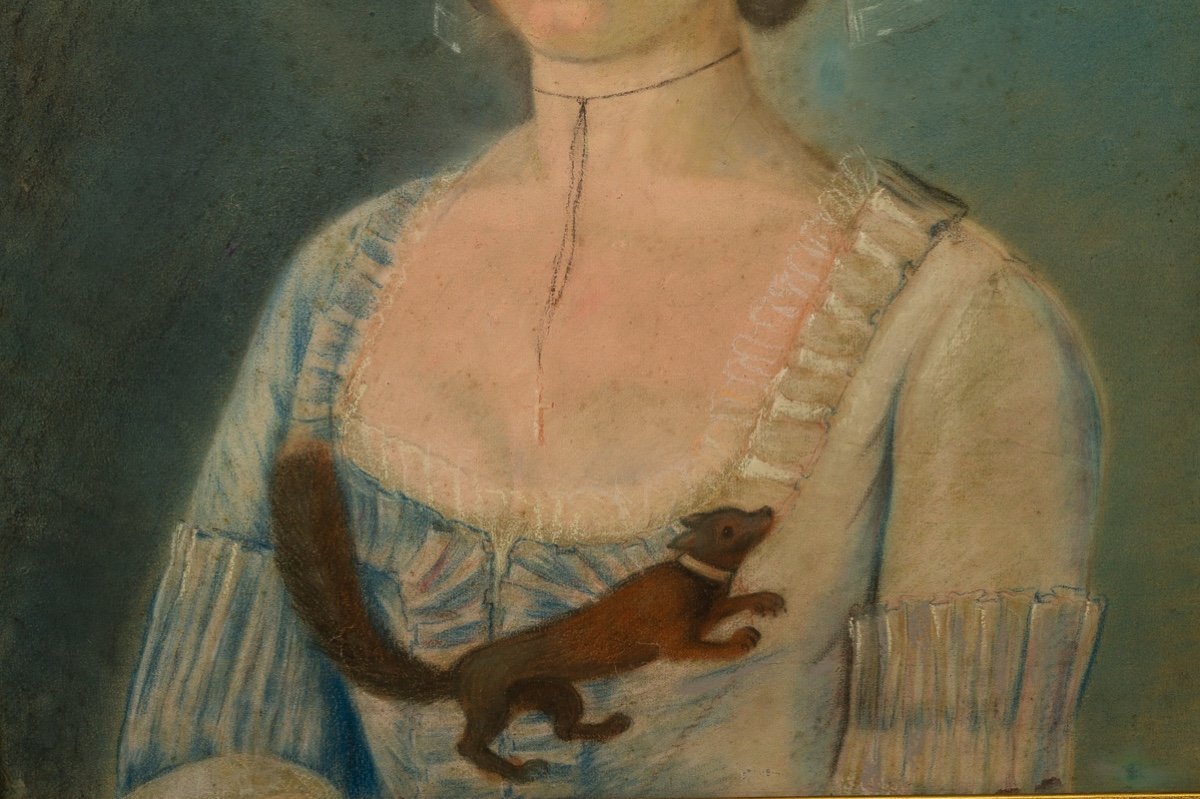 Dame Avec Un écureuil, Pastel, Classicisme, Vers 1780. -photo-1