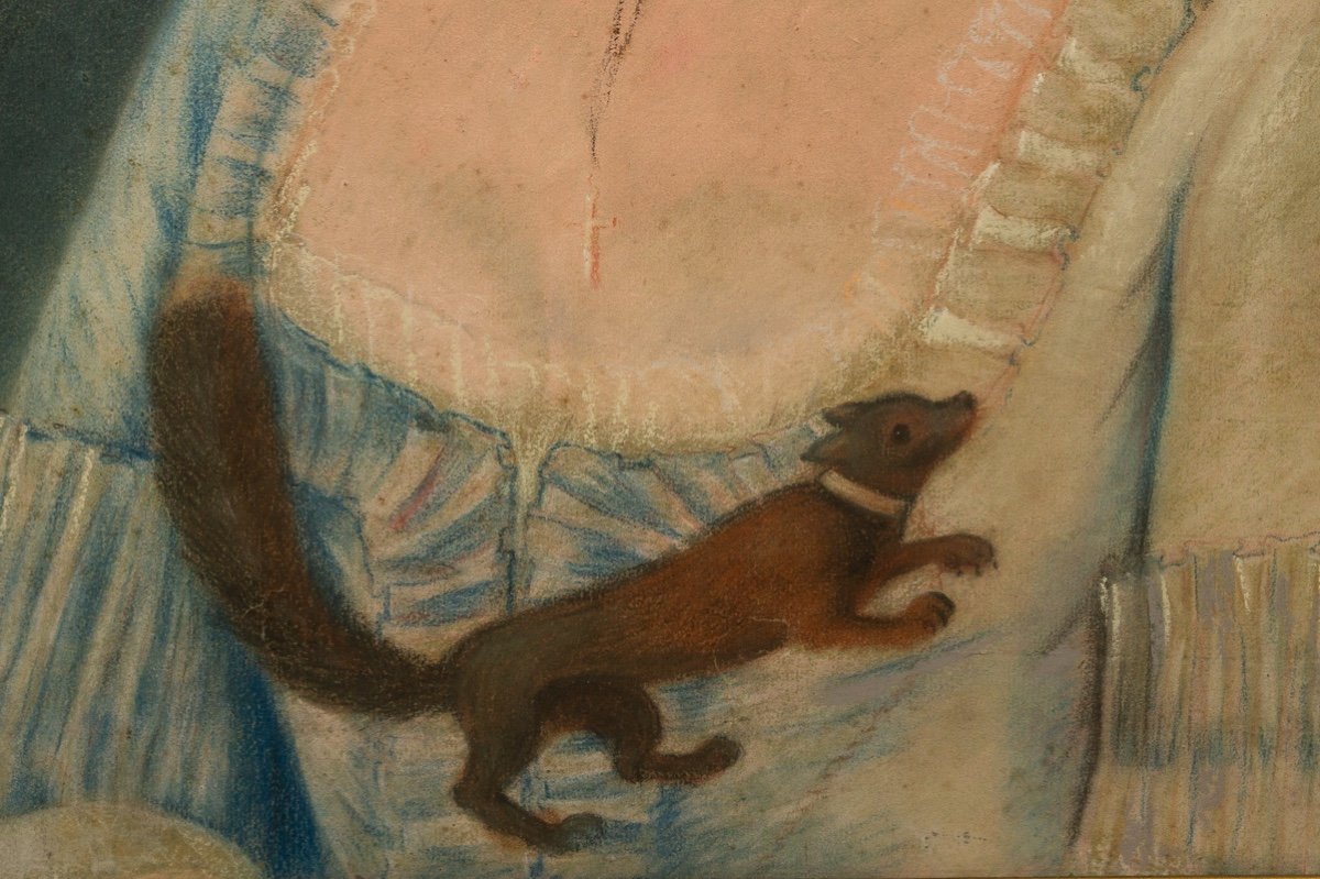 Dame Avec Un écureuil, Pastel, Classicisme, Vers 1780. -photo-2