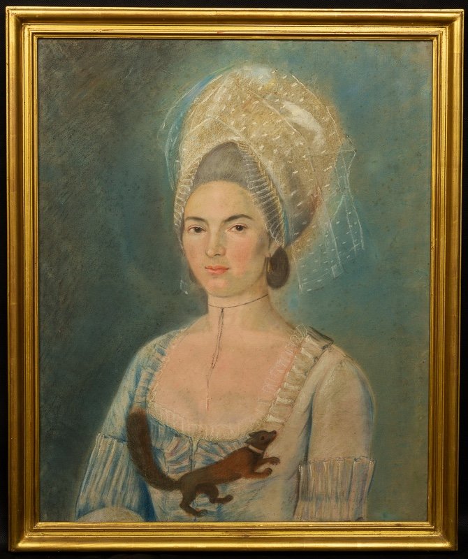 Dame Avec Un écureuil, Pastel, Classicisme, Vers 1780. 