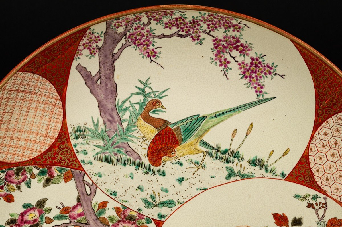 Grand Plat à Oiseaux, Kutani, Japon, ère Meiji 19e Siècle  -photo-2