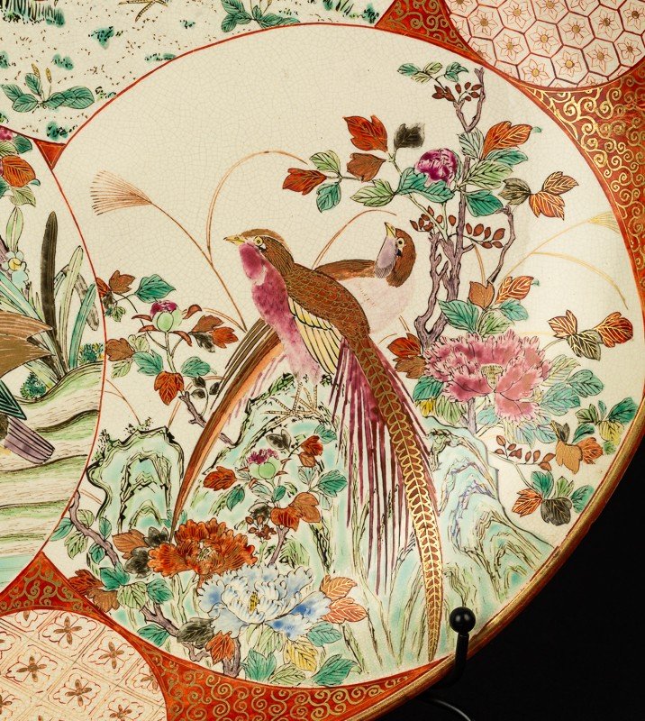 Grand Plat à Oiseaux, Kutani, Japon, ère Meiji 19e Siècle  -photo-3