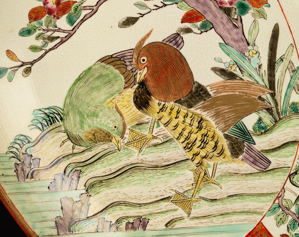 Grand Plat à Oiseaux, Kutani, Japon, ère Meiji 19e Siècle  -photo-1