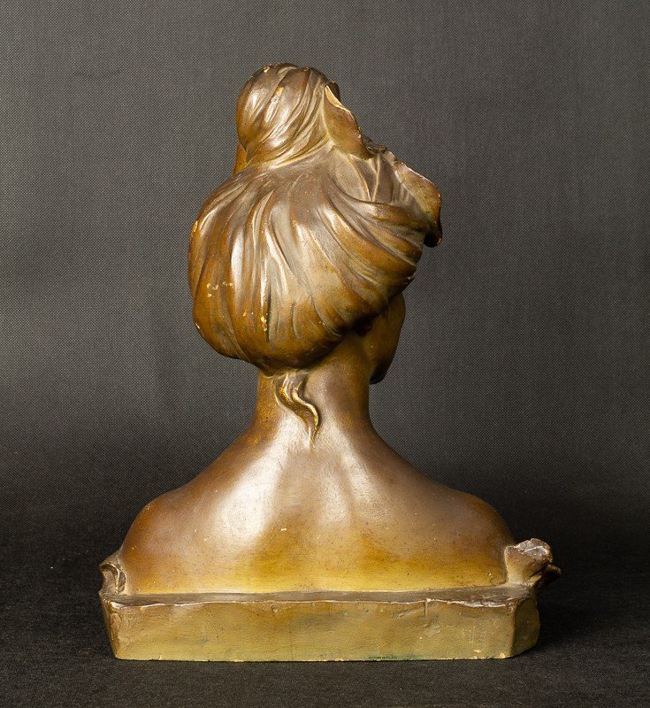 Buste De Nymphe, Terre Cuite, Art Nouveau, Vers 1900. -photo-4