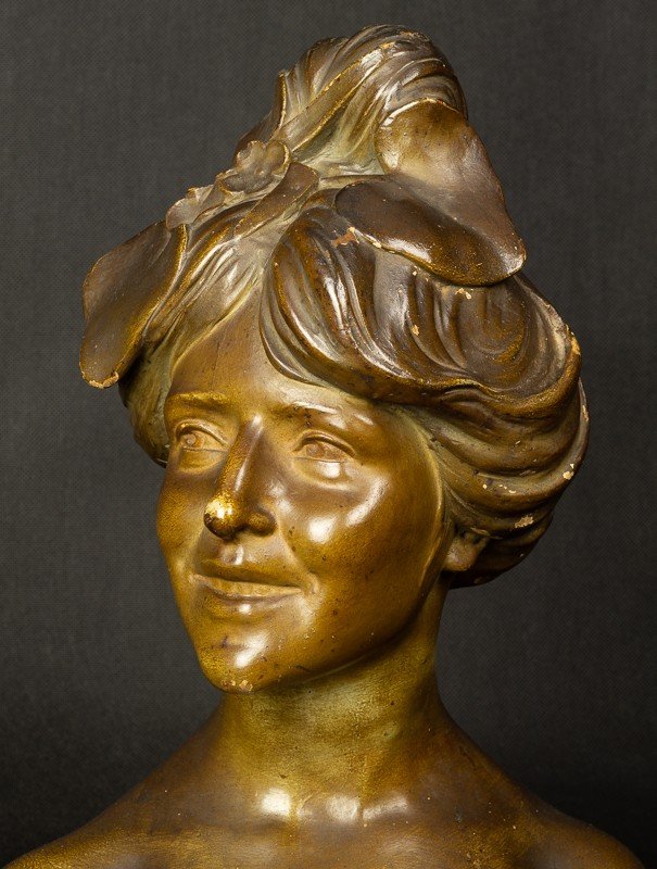 Bust Of Nymph, Terracotta, Art Nouveau, Around 1900.-photo-1