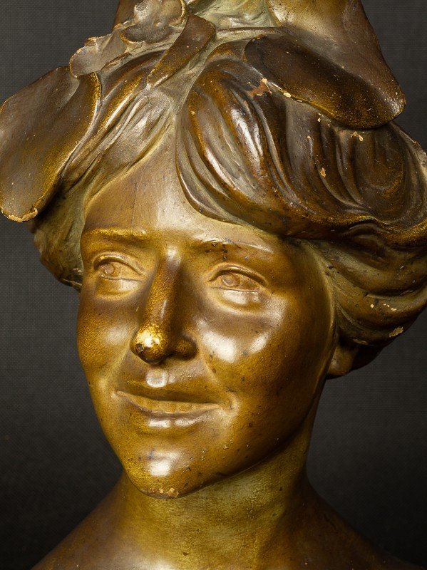 Bust Of Nymph, Terracotta, Art Nouveau, Around 1900.-photo-5