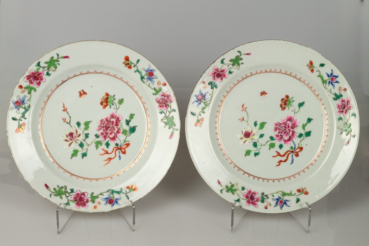 Pair Of Plates, Famille Rose, China, Yongzheng, 1730 