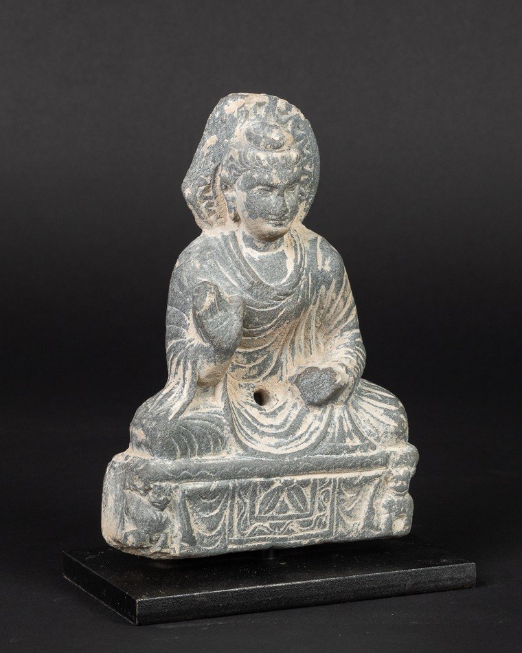 Bouddha Avec Des Lions, Schiste, Gandhara, 1er-5e Siècle Après J.-c. -photo-2