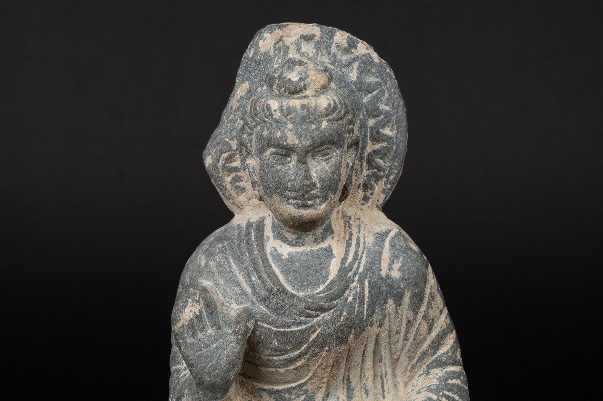 Buddha With Lions, Schist, Gandhara, 1st-5th Century Ad-photo-2