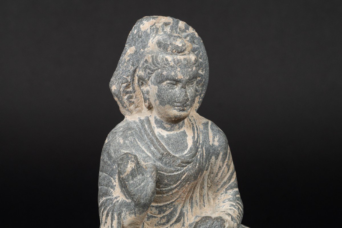 Bouddha Avec Des Lions, Schiste, Gandhara, 1er-5e Siècle Après J.-c. -photo-3