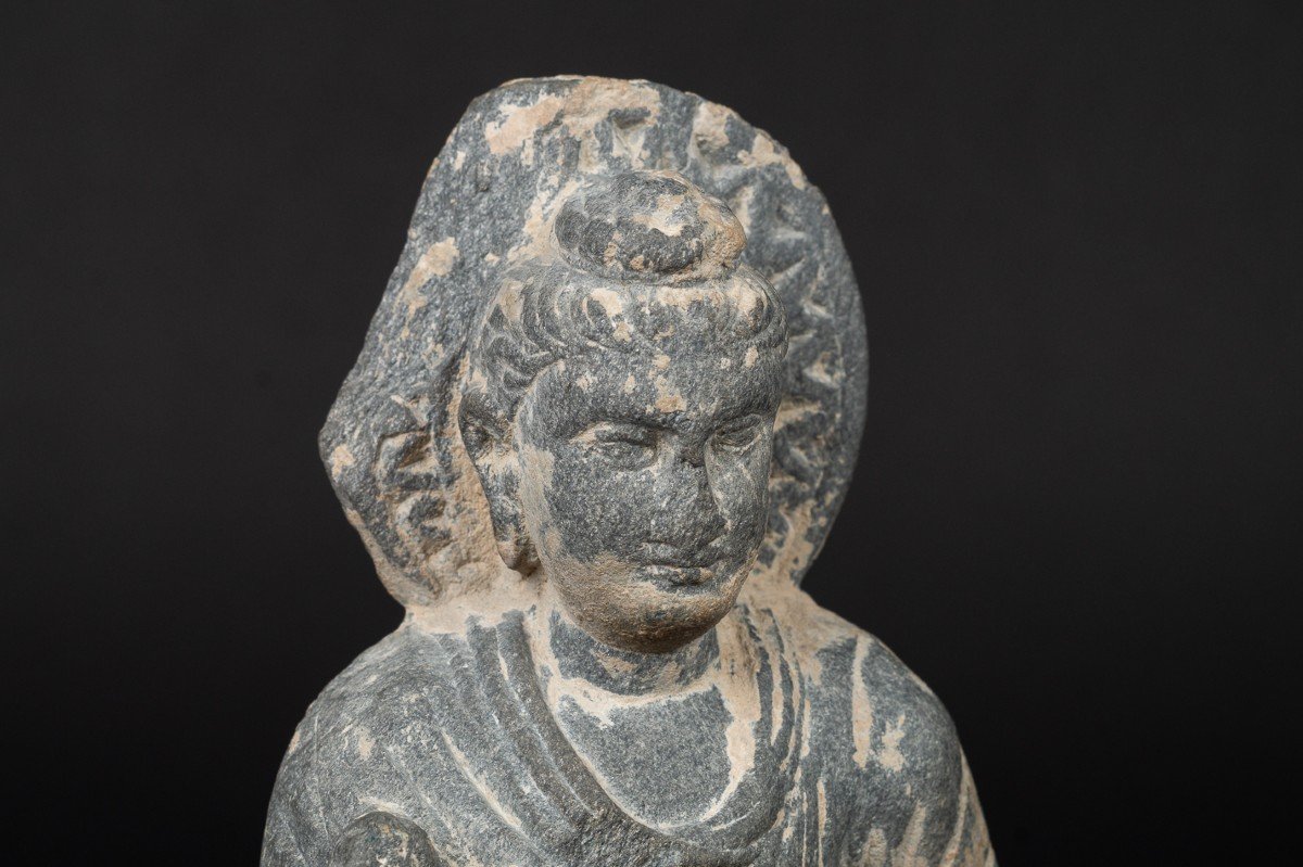 Buddha With Lions, Schist, Gandhara, 1st-5th Century Ad-photo-5