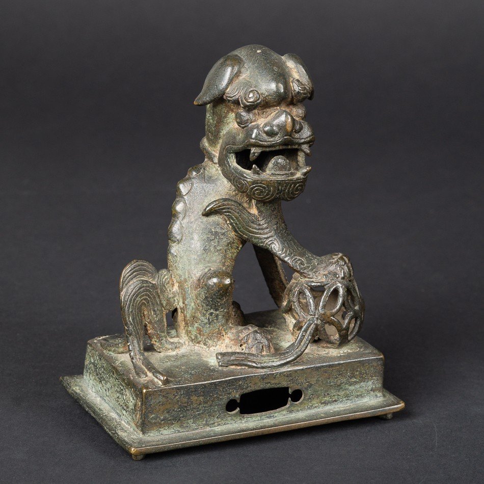  Brule Parfum Lion Bouddhiste - Fo Chien, Bronze Chine Dynastie Ming 