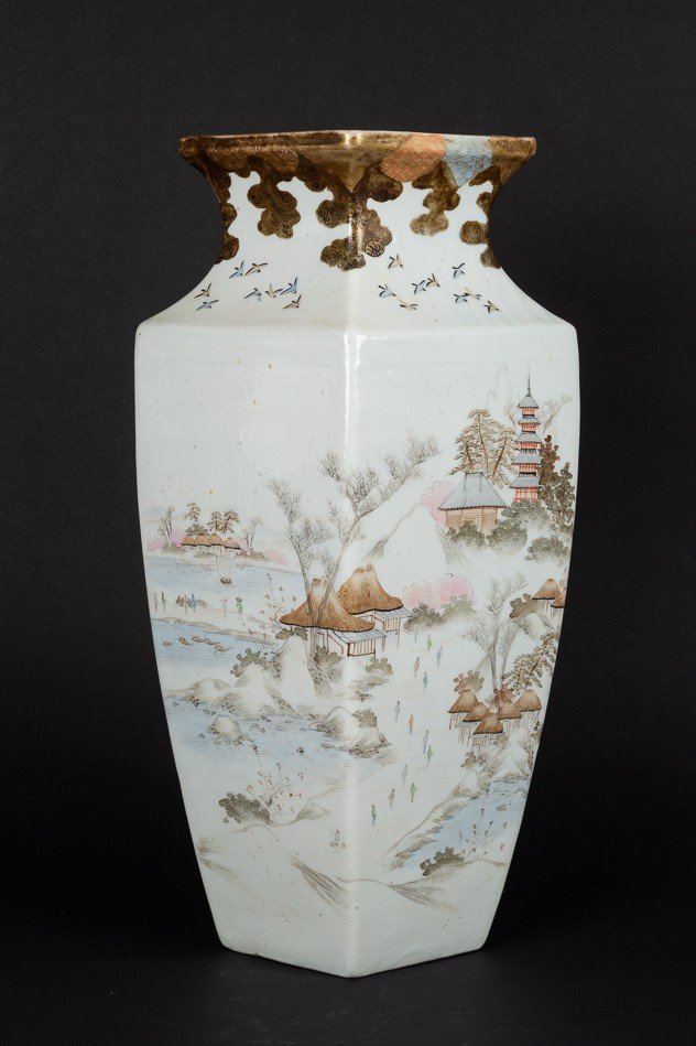 Vase Avec Paysage, Japon, ère Meiji (1868-1912) Signé Yamada  