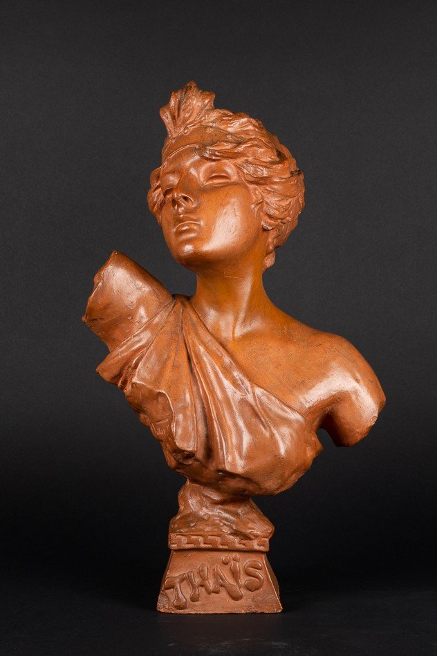 Buste De Jeune Fille, Art Nouveau E. Villanis 19e Siècle  