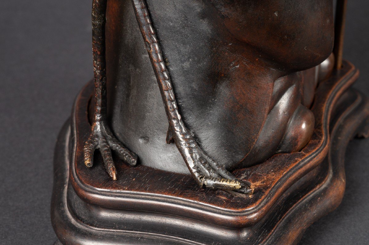 Fukurokuju Avec Grue, Okimono En Bronze, Japon, ère Meiji (1868-1912)  -photo-7