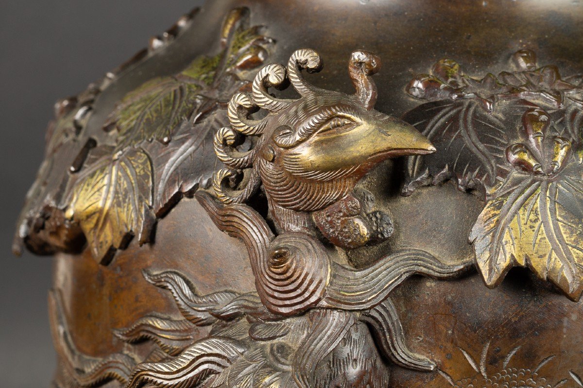 Large Vase With Dragon And Phoenix, Meiji Era Japan 19th Century-photo-3