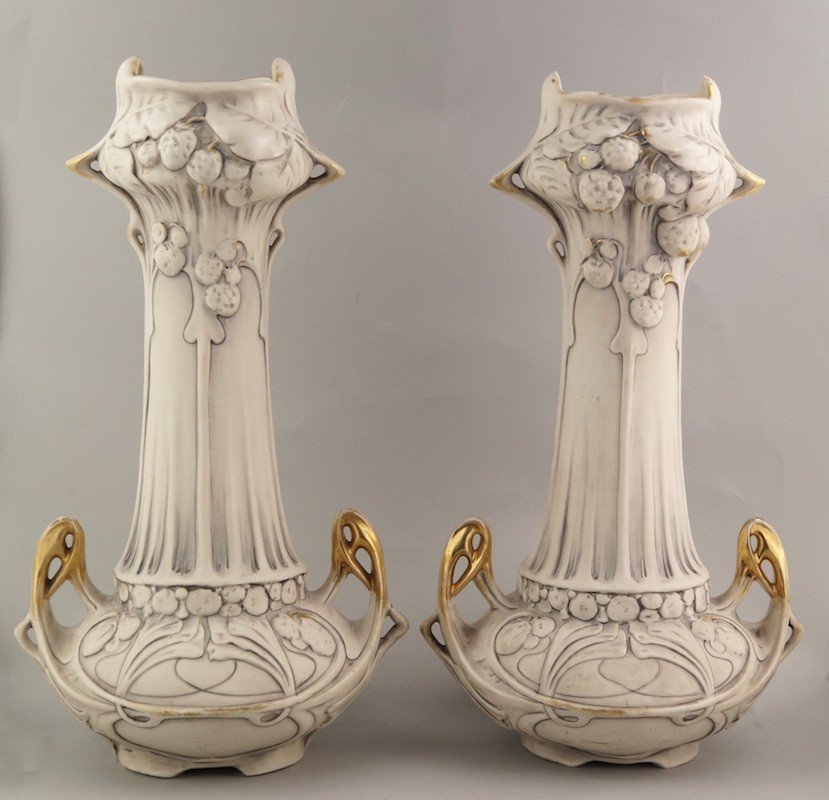 Paire De Vases, Royal Dux, Art Nouveau, France, Ca. 1900  -photo-2