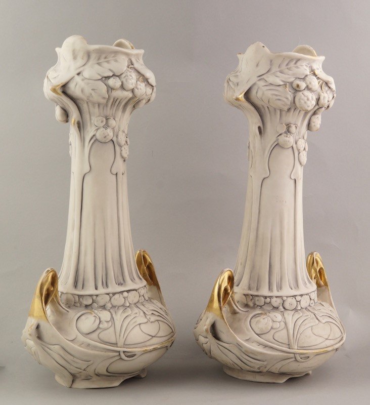 Paire De Vases, Royal Dux, Art Nouveau, France, Ca. 1900  -photo-4