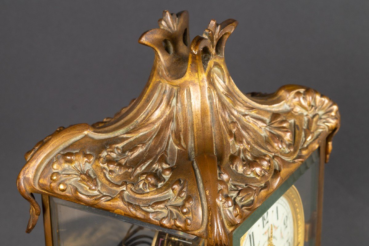 Pendule, Bronze Doré, Art Nouveau, France, Vers 1900-photo-3