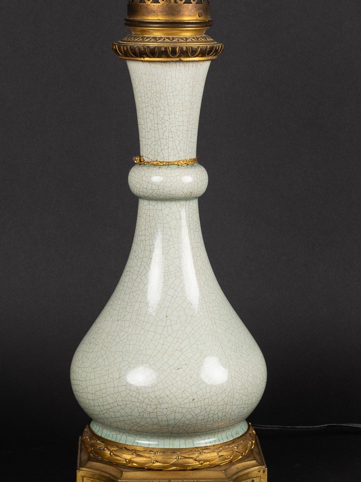 Vase-lampe, Céladon, Chine, Dynastie Qing, 18e/19e Siècle  -photo-2