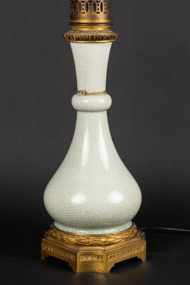 Vase-lampe, Céladon, Chine, Dynastie Qing, 18e/19e Siècle  -photo-3