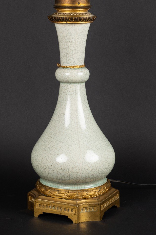 Vase-lampe, Céladon, Chine, Dynastie Qing, 18e/19e Siècle  -photo-4