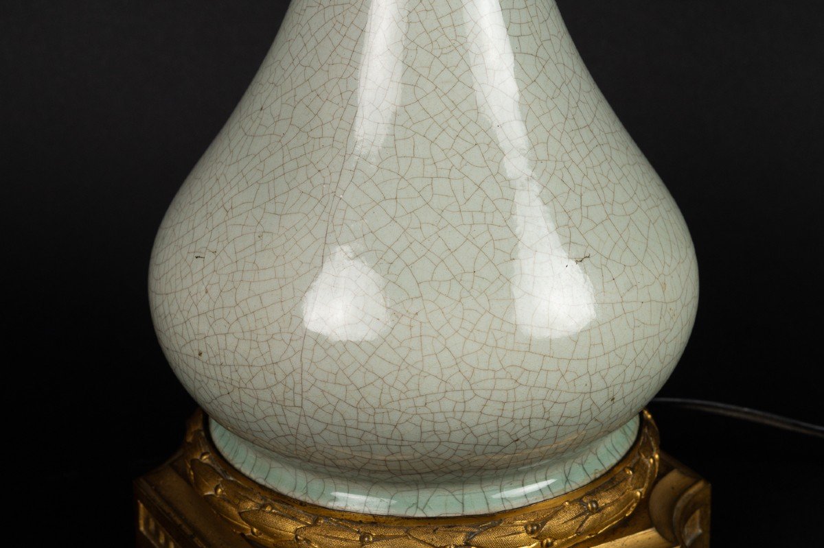 Vase-lampe, Céladon, Chine, Dynastie Qing, 18e/19e Siècle  -photo-3