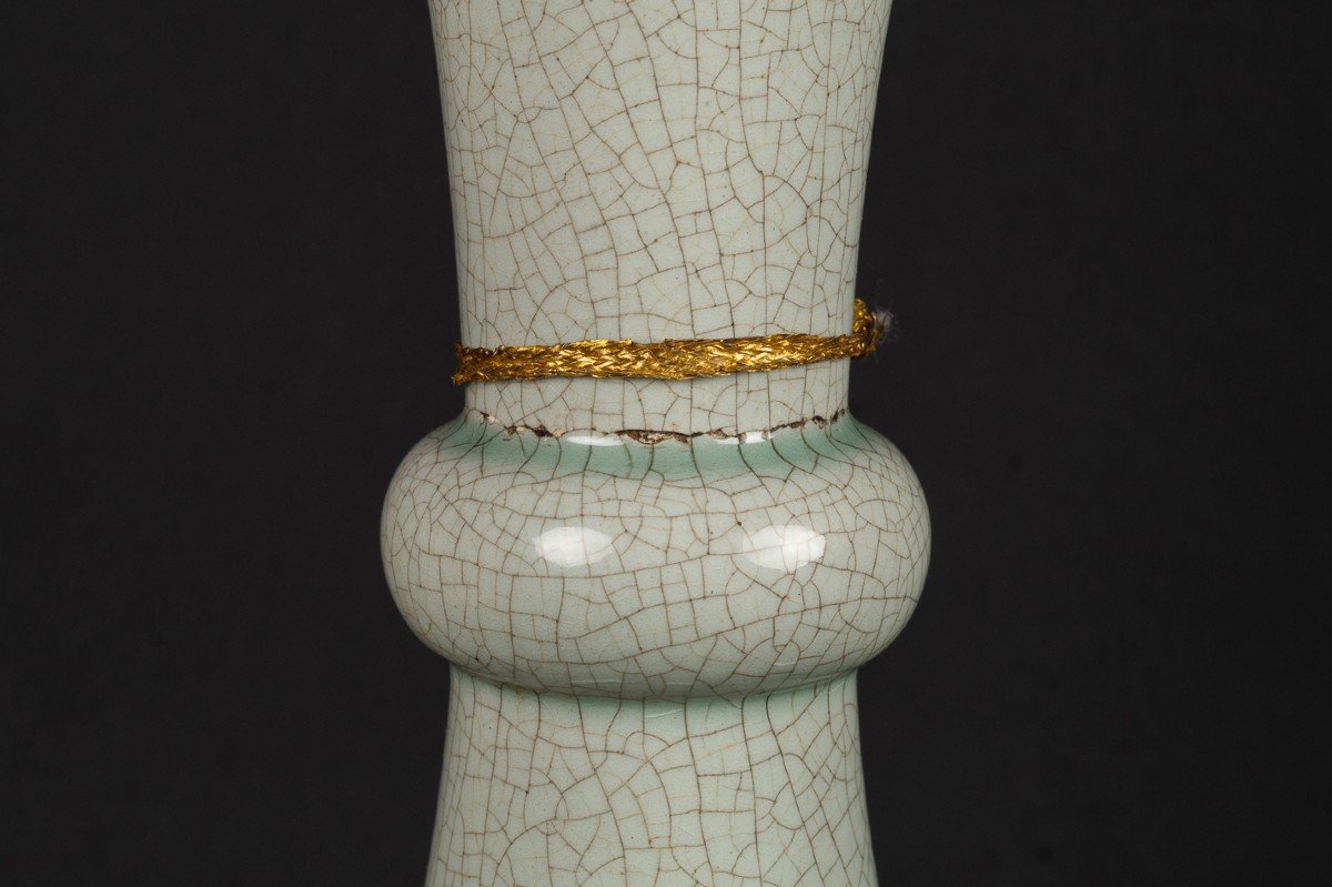 Vase-lampe, Céladon, Chine, Dynastie Qing, 18e/19e Siècle  -photo-4