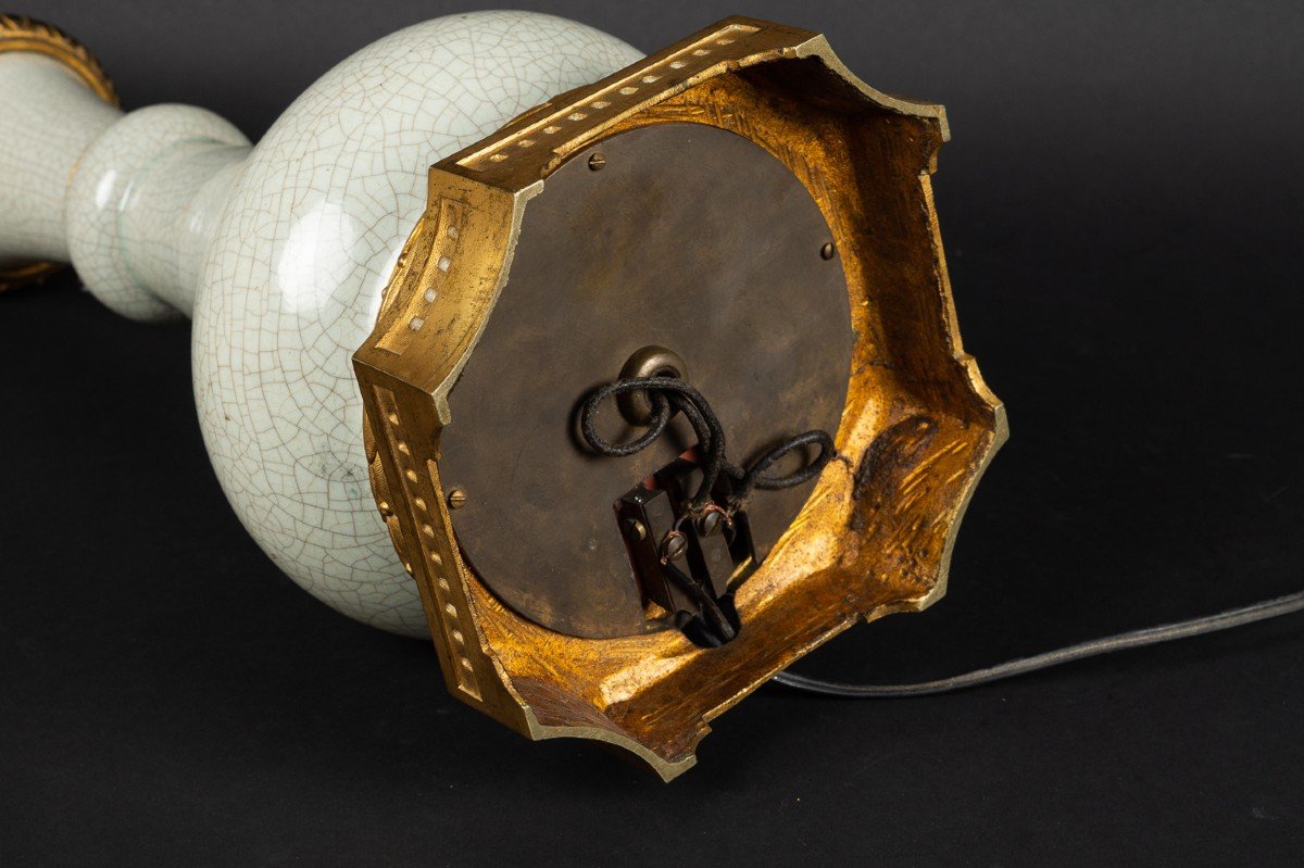 Vase-lampe, Céladon, Chine, Dynastie Qing, 18e/19e Siècle  -photo-7