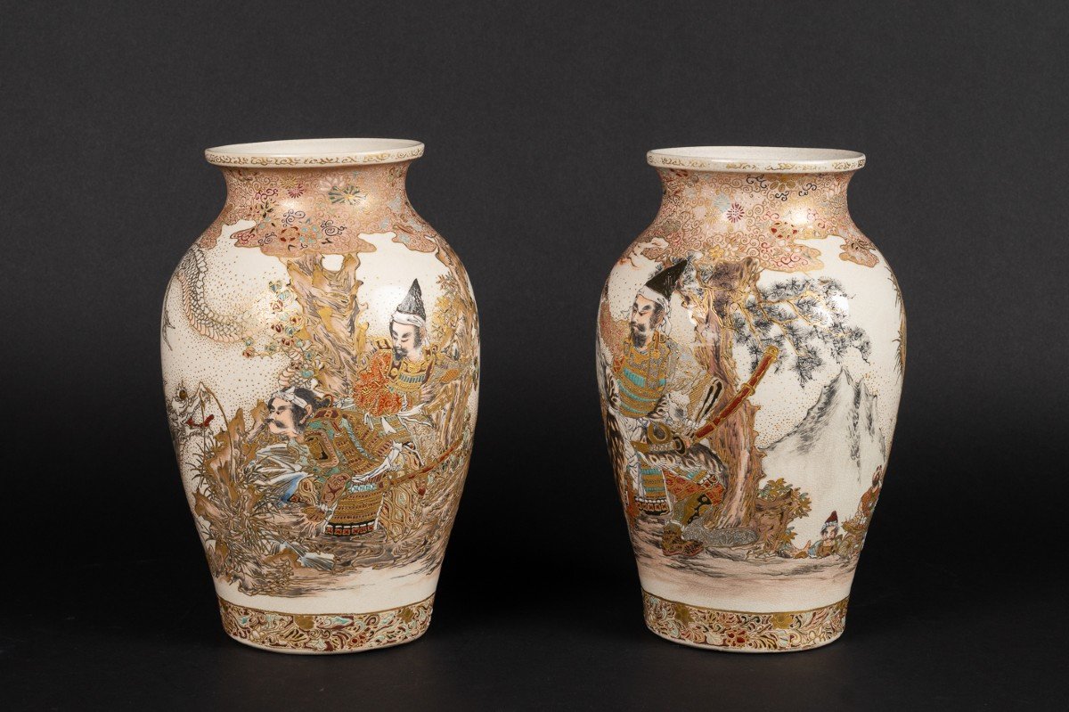 Pair Of Vases, Satsuma, Japan, Meiji Era (1868-1912)-photo-2