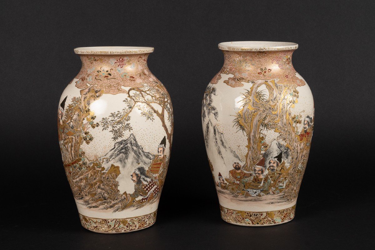 Pair Of Vases, Satsuma, Japan, Meiji Era (1868-1912)-photo-3