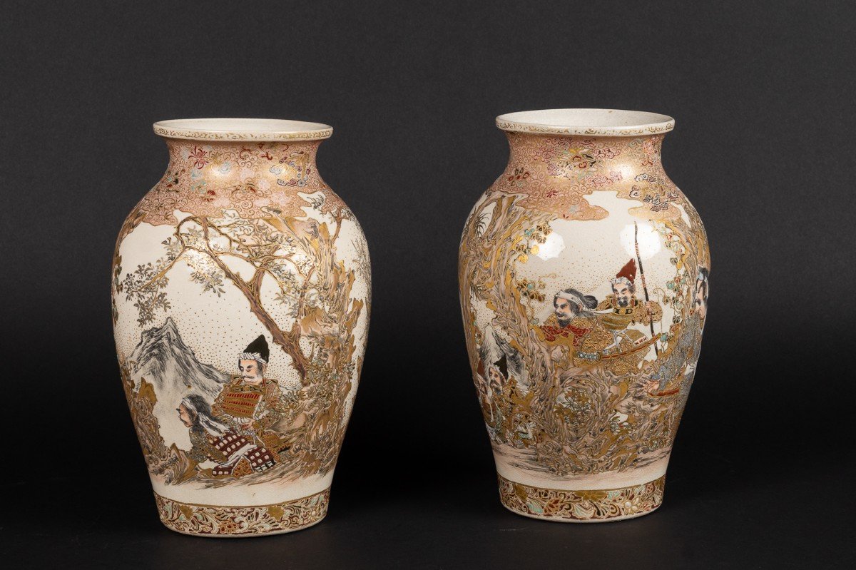 Pair Of Vases, Satsuma, Japan, Meiji Era (1868-1912)-photo-4