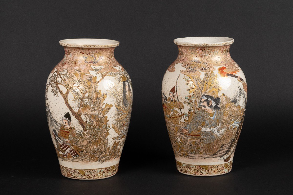 Pair Of Vases, Satsuma, Japan, Meiji Era (1868-1912)-photo-1