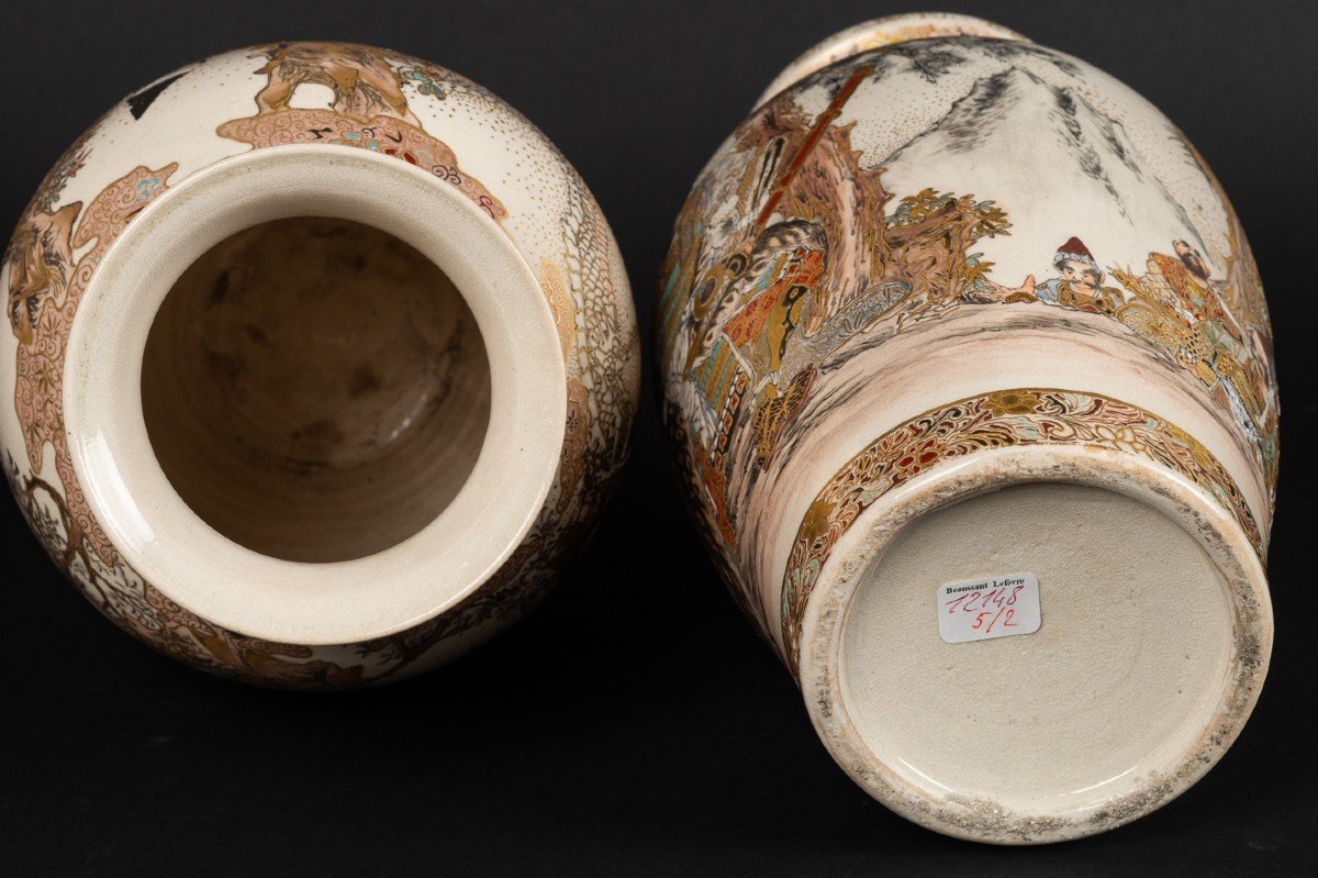 Pair Of Vases, Satsuma, Japan, Meiji Era (1868-1912)-photo-8