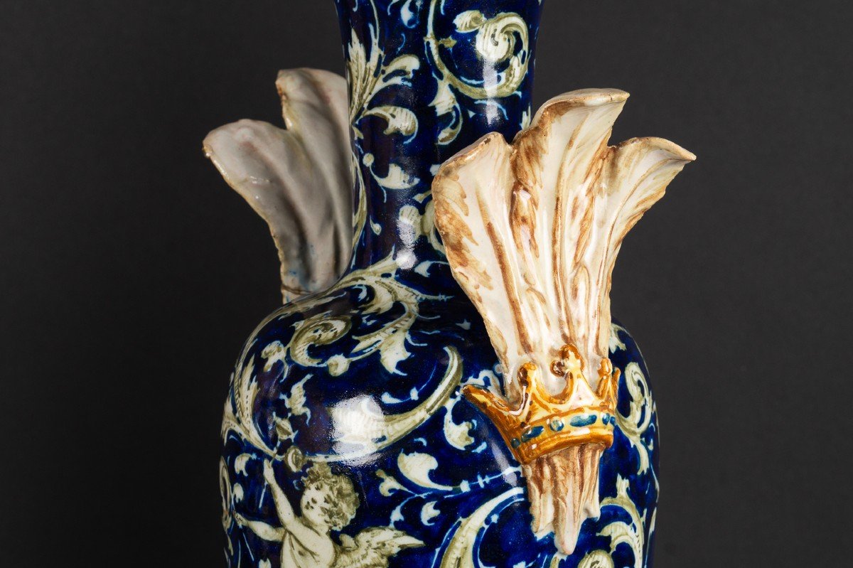 Paire De Vases, Néo-renaissance, Italie, Molaroni, Pesaro, 19ème/20ème Siècle.  -photo-6