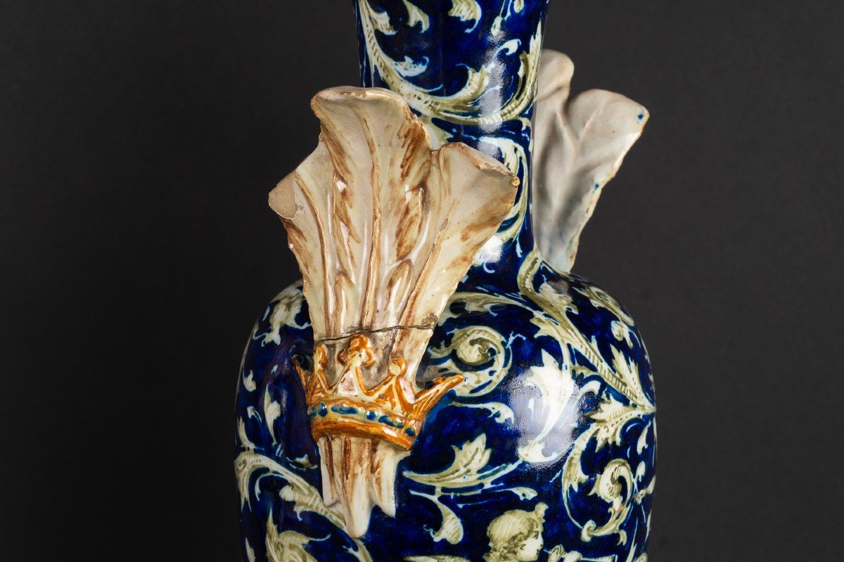 Paire De Vases, Néo-renaissance, Italie, Molaroni, Pesaro, 19ème/20ème Siècle.  -photo-7